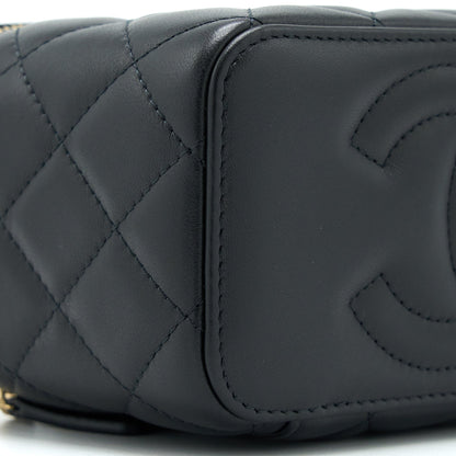 Chanel 22A Pearl Crush Long Vanity With Chain Lambskin Black GHW