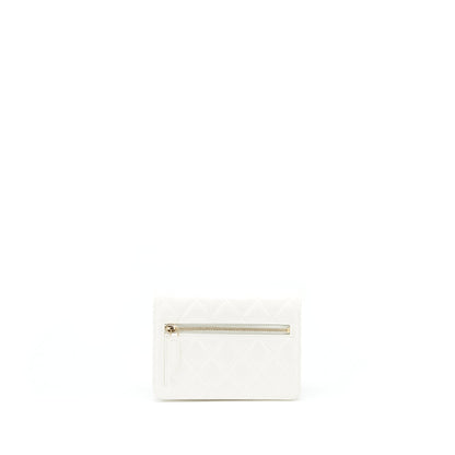 Chanel Ruffles Mini Wallet On Chains White GHW