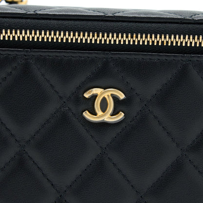 Chanel 22A Pearl Crush Long Vanity With Chain Lambskin Black GHW