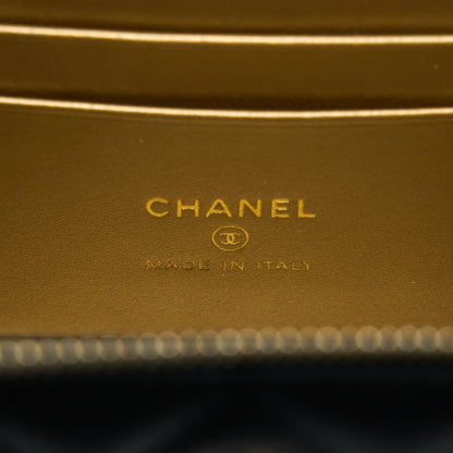 Chanel 22A Pearl Crush Long Vanity With Chain Lambskin Black GHW