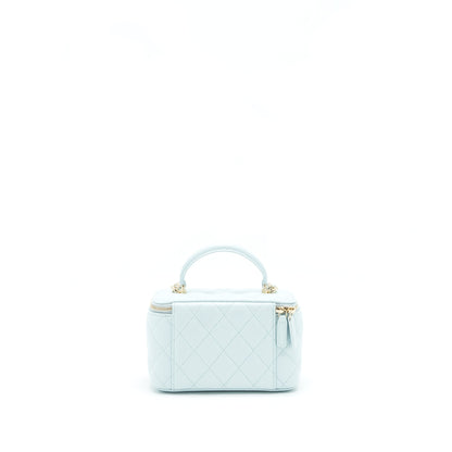 Chanel 21K Rectangular Top handle Vanity with Chain Baby Blue LGHW