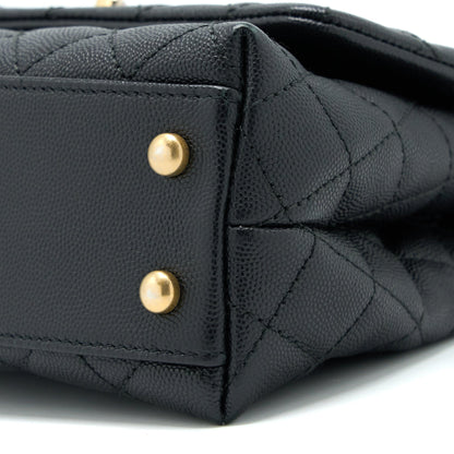 Chanel Small Coco Handle Caviar With Lizard Handle Black GHW