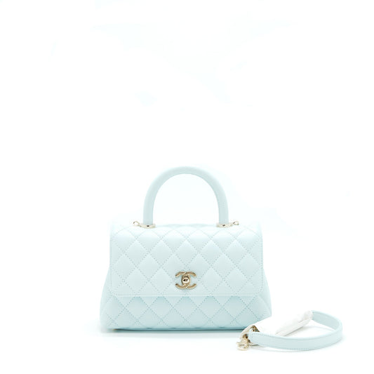 Chanel 21K Baby Blue Coco handle Small (old mini) 24cm LGHW