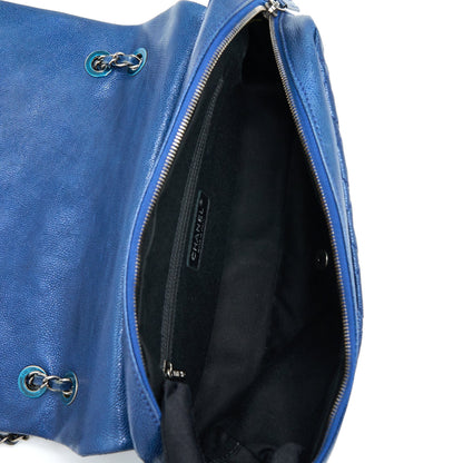 Chanel Seasonal Signal Flap Bag Caviar Blue Ruthenium Hardware