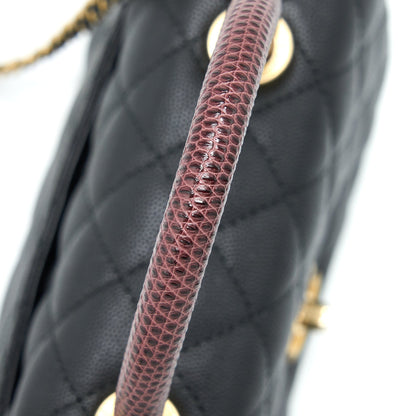 Chanel Small Coco Handle Caviar With Lizard Handle Black GHW