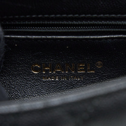 Chanel Small Coco Handle Caviar With Lizard Handle Black GHW
