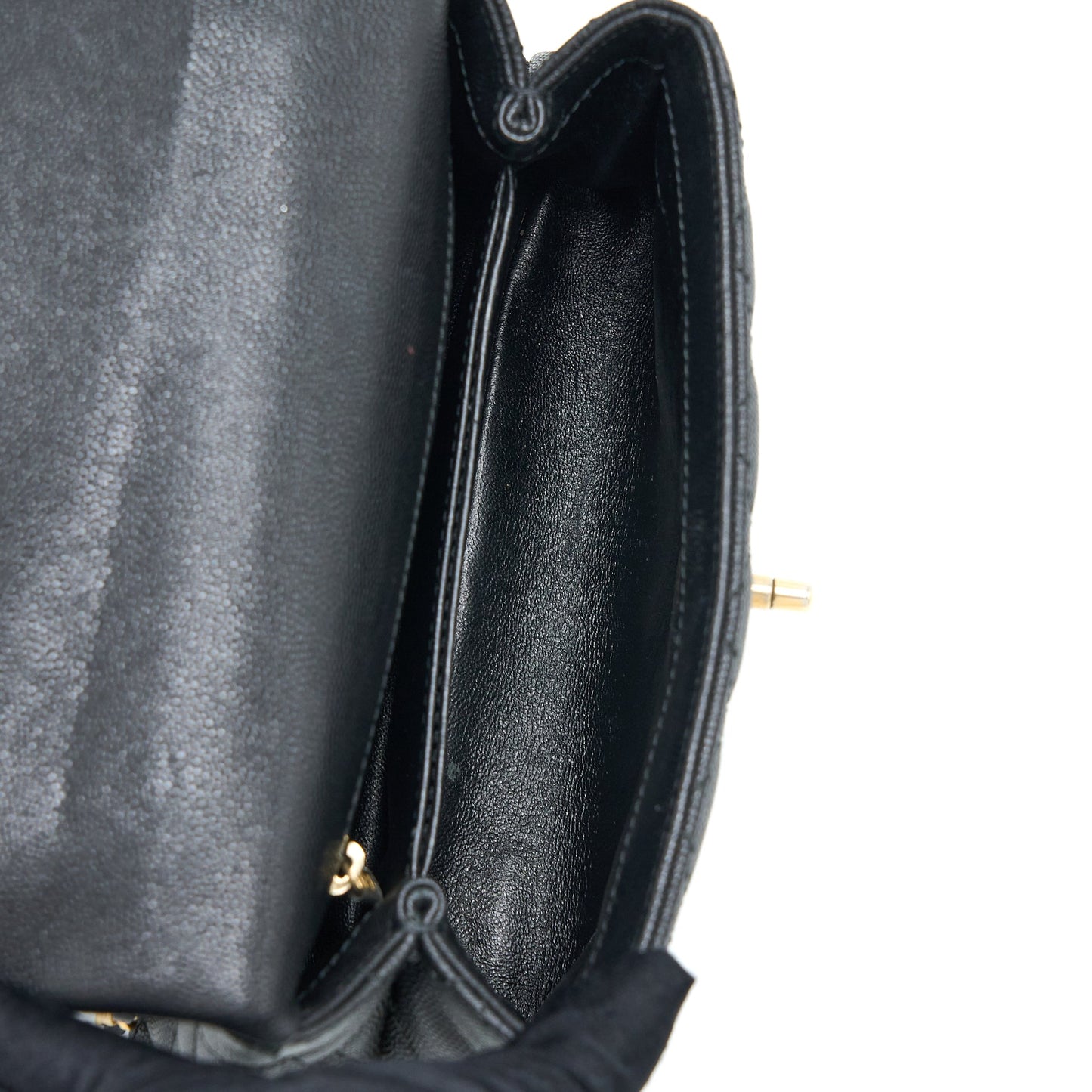 Chanel Small Coco Handle Caviar With Lizard Handle Black GHW