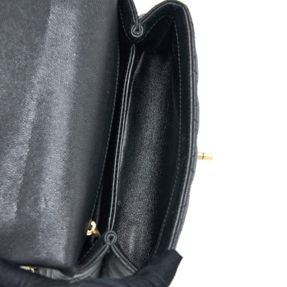 Chanel Small Coco Handle Caviar With Lizard Handle Black GHW