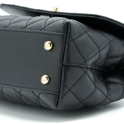 Chanel Small Coco Handle Caviar Black LGHW (Microchip).