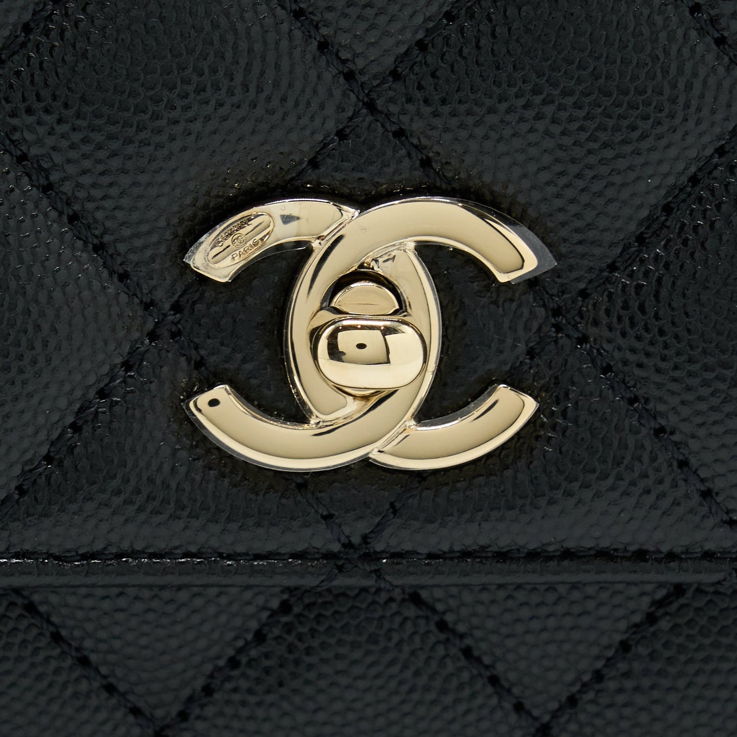 Chanel Small Coco Handle Caviar Black LGHW (Microchip).