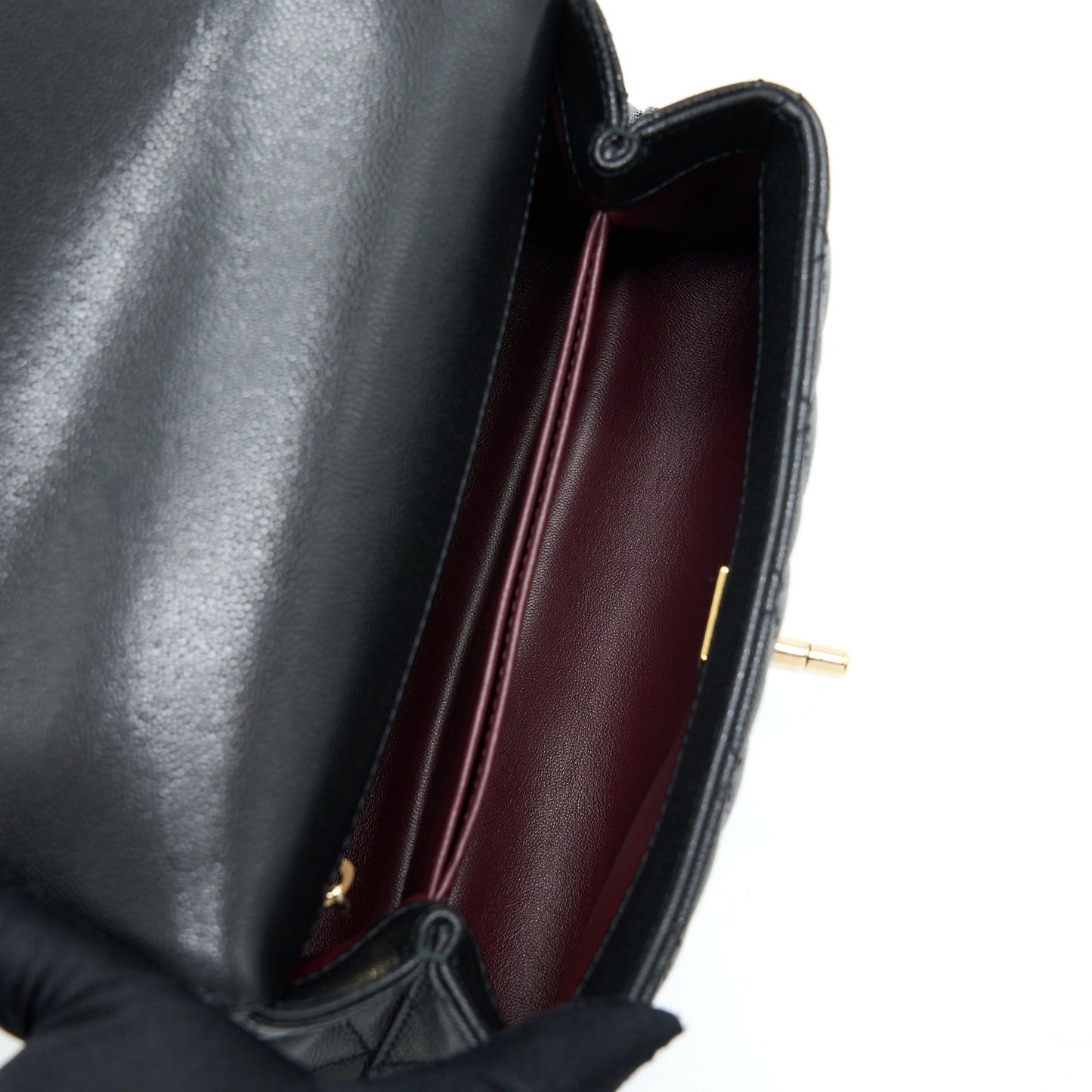 Chanel Small Coco Handle Caviar Black LGHW (Microchip).