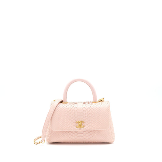 Chanel Small Coco Handle Python Leather Light Pink Brushed GHW