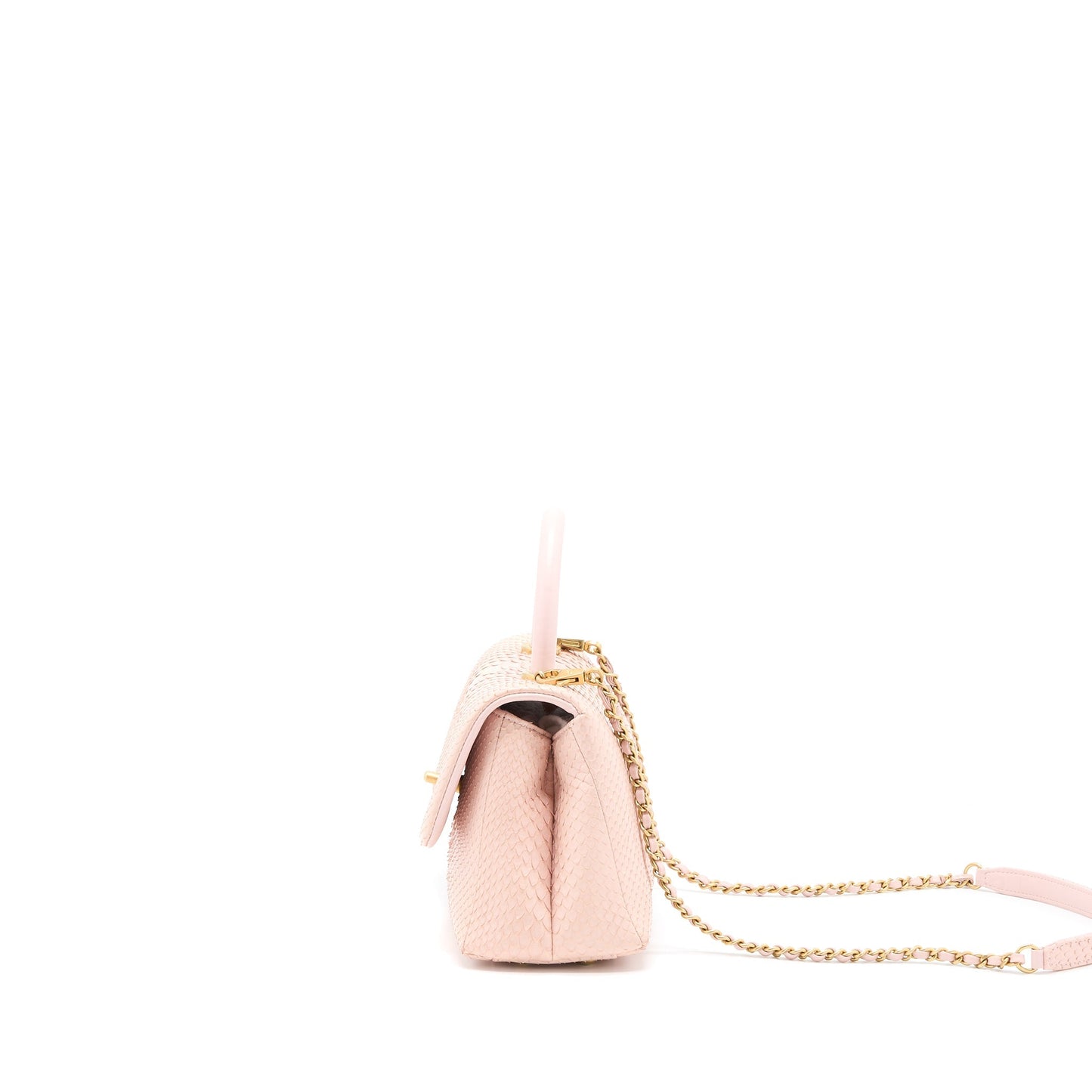Chanel Small Coco Handle Python Leather Light Pink Brushed GHW