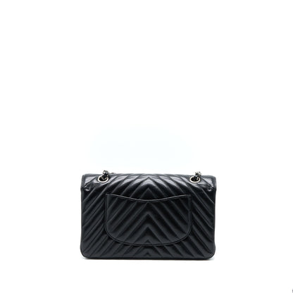 Chanel Medium Classic Double Flap Bag Chevron Caviar Black SHW