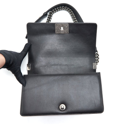 Chanel Medium Boy Bag Lambskin Black Ruthenium Sliver Hardware