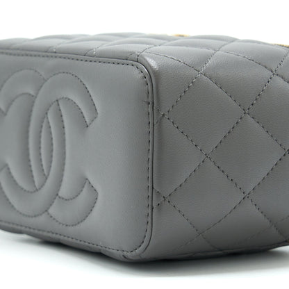 Chanel 22A Top Handle Long Vanity With Chain Lambskin Grey LGHW