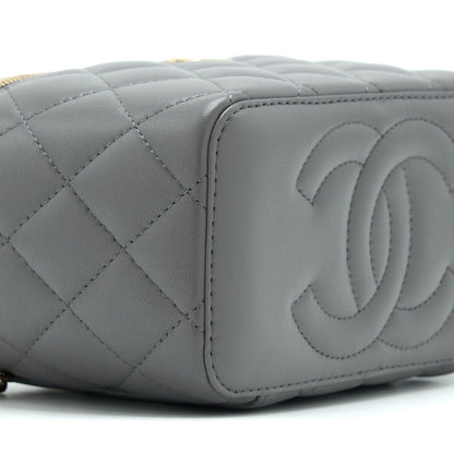 Chanel 22A Top Handle Long Vanity With Chain Lambskin Grey LGHW