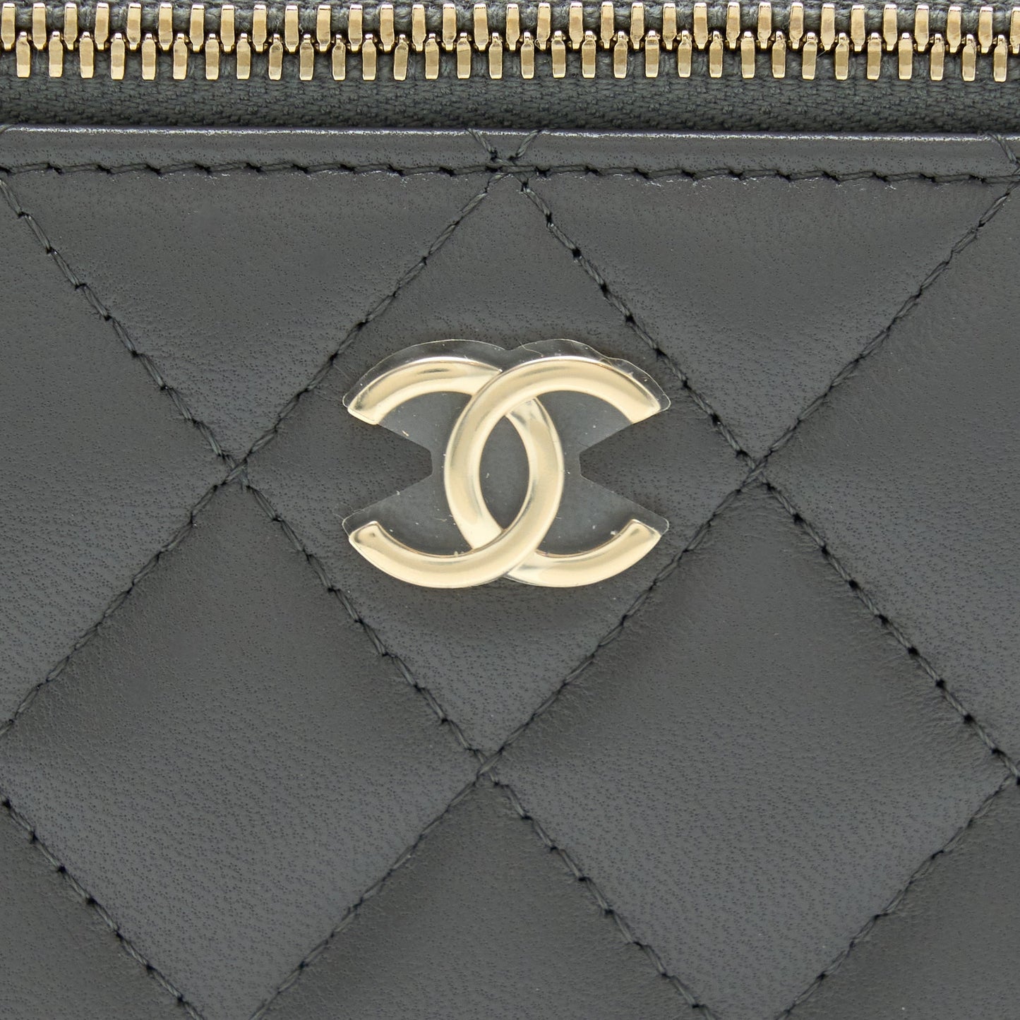 Chanel 22A Top Handle Long Vanity With Chain Lambskin Grey LGHW