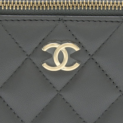 Chanel 22A Top Handle Long Vanity With Chain Lambskin Grey LGHW