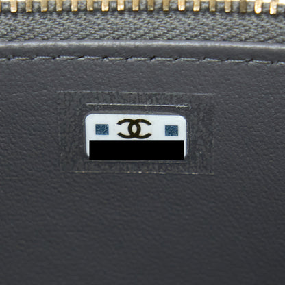 Chanel 22A Top Handle Long Vanity With Chain Lambskin Grey LGHW