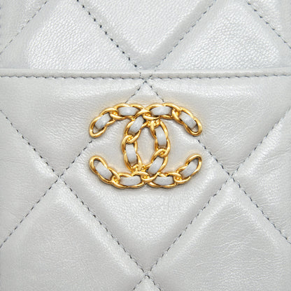 Chanel 19 Phone And Card Holder Small pouch Lambskin Grey GHW