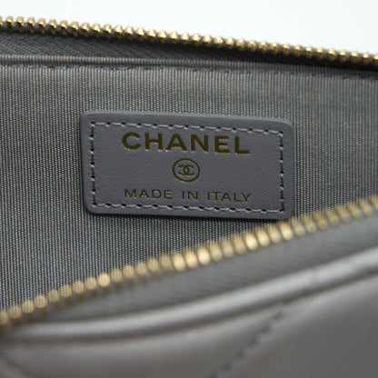Chanel 19 Phone And Card Holder Small pouch Lambskin Grey GHW