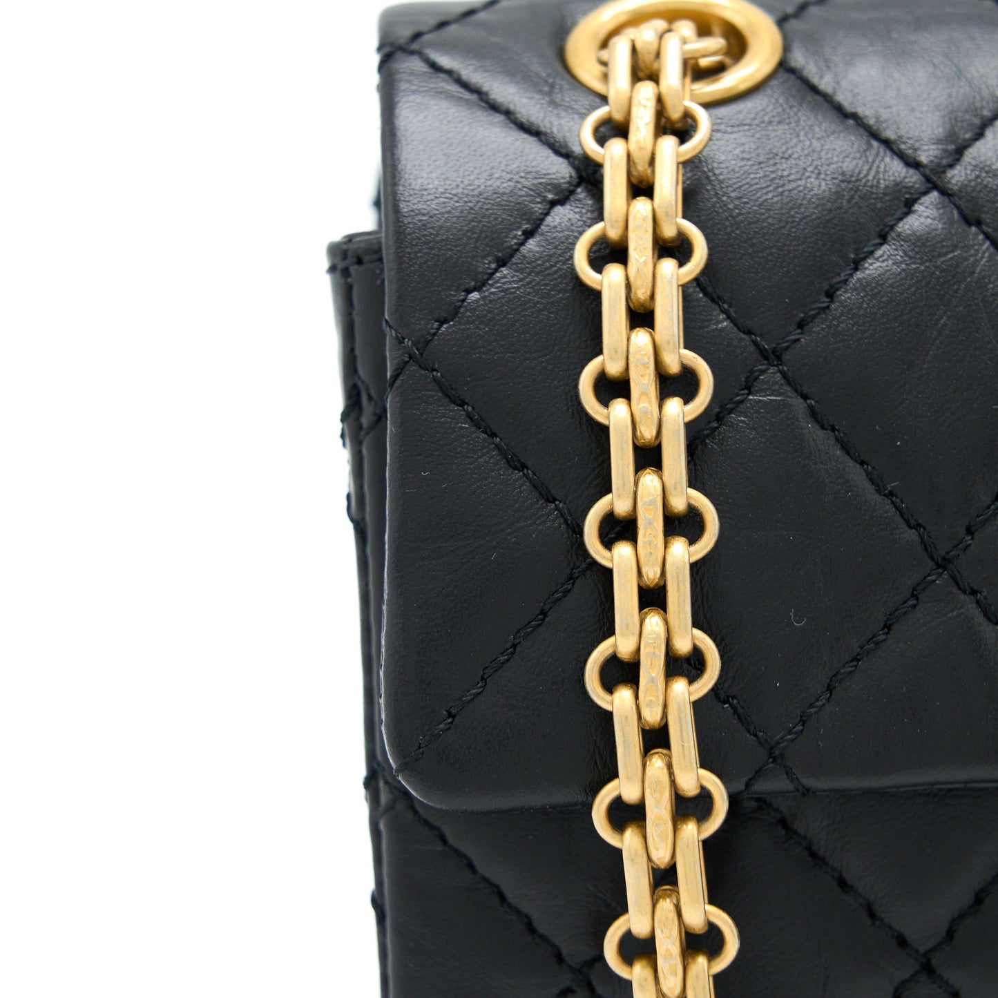 Chanel Mini 2.55 Reissue Flap Bag Aged Calfskin Black Brushed GHW (Microchip)