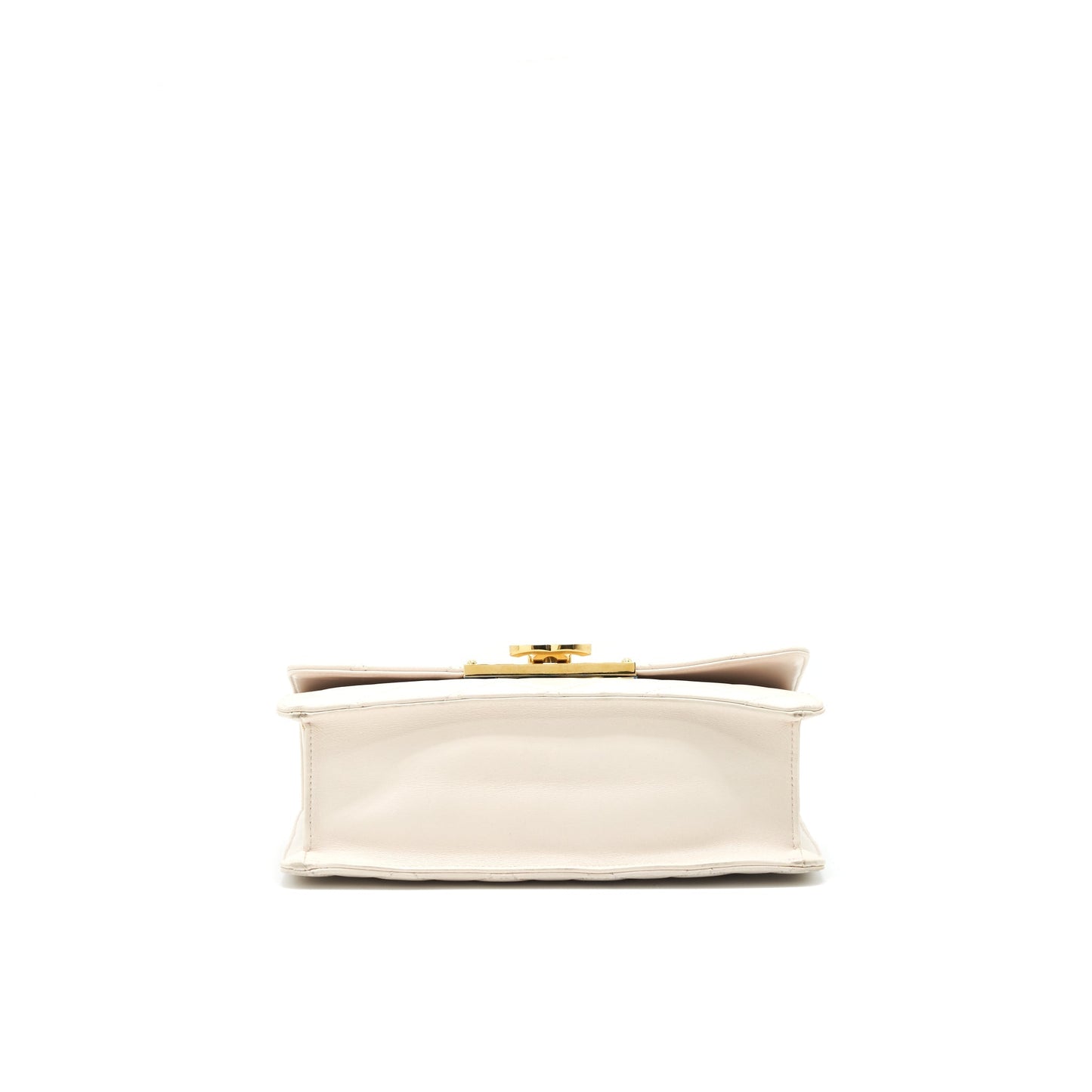 CHANEL CC Logo Flap Bag With Chain Quilted Lambskin Ivory White