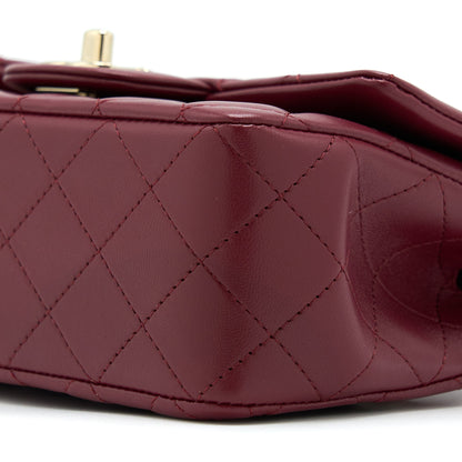 Chanel 22A Top Handle Mini Rectangular Flap Bag Lambskin Burgundy LGHW
