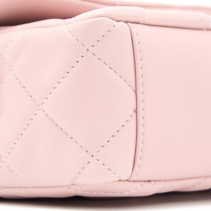 Chanel 22B Small Flap Bag With Gem Chain Lambskin Pink GHW (Microchip)