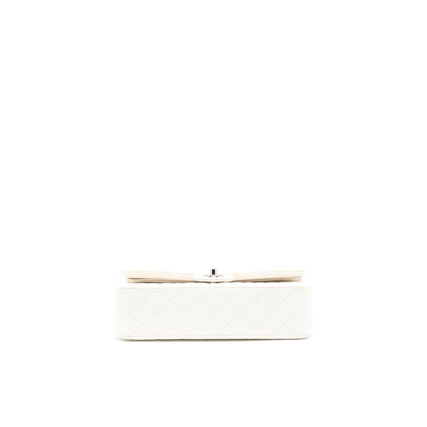 Chanel Medium Classic Double Flap Bag Caviar White SHW (Microchip)