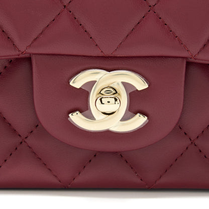 Chanel 22A Top Handle Mini Rectangular Flap Bag Lambskin Burgundy LGHW
