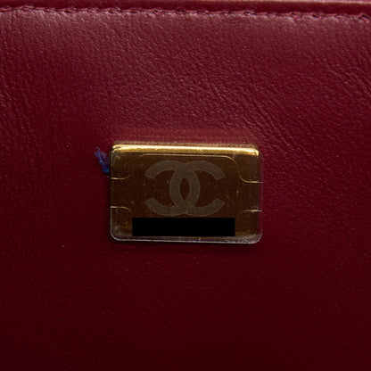Chanel 22A Top Handle Mini Rectangular Flap Bag Lambskin Burgundy LGHW