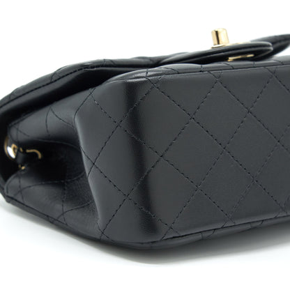 Chanel Mini Square Flap Bag Lambskin Black LGHW (Microchip)