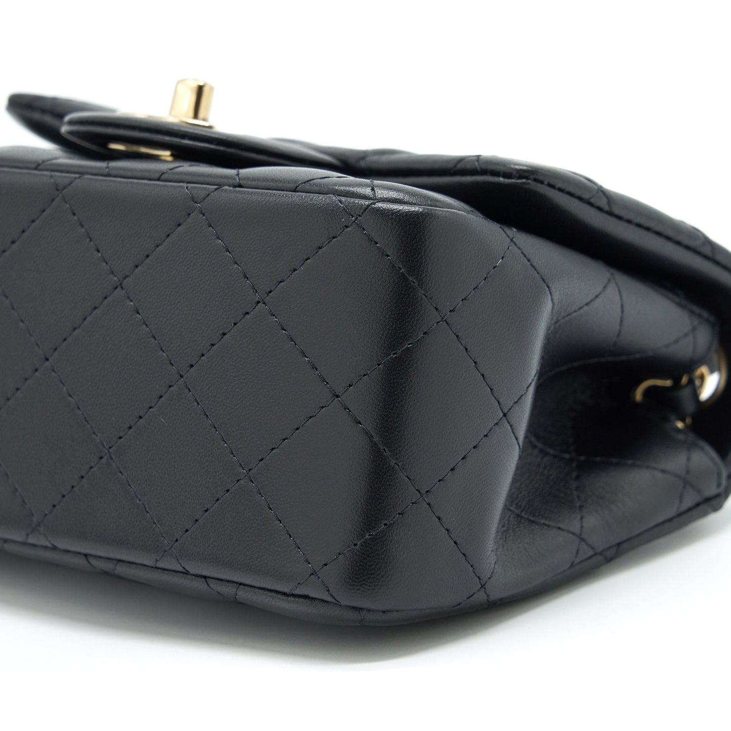 Chanel Mini Square Flap Bag Lambskin Black LGHW (Microchip)