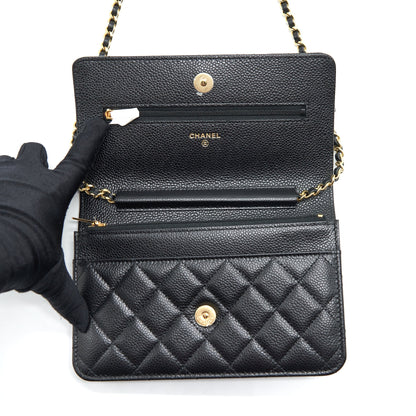 Chanel Classic Wallet On Chain Caviar Black GHW (Microchip)