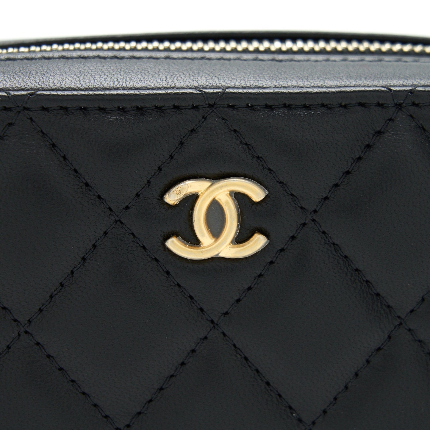 Chanel 22C Pearl Crush Mini Camera Case With Chain Black Lambskin GHW
