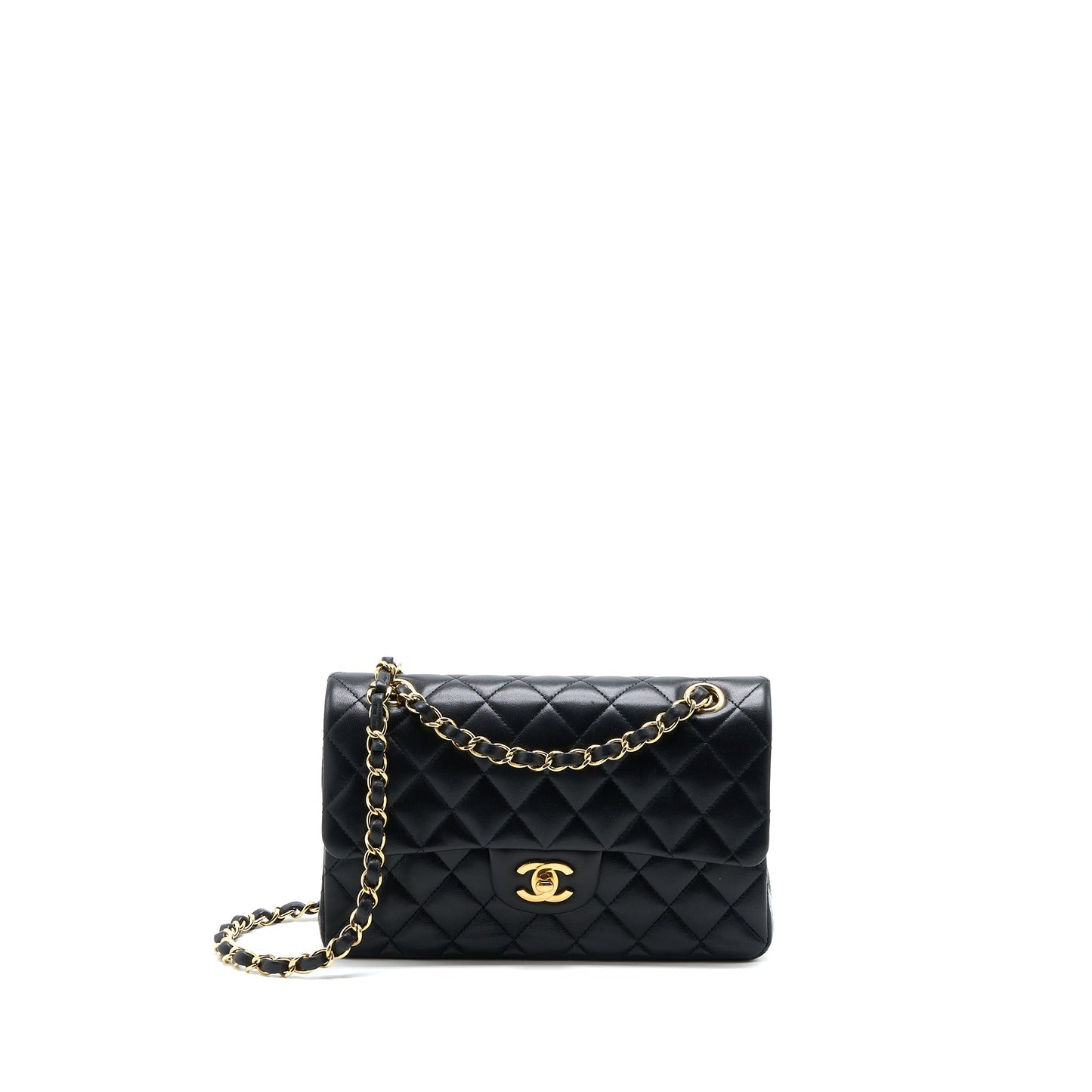 Chanel Small Classic Double Flap Bag Lambskin Black GHW (Microchip)