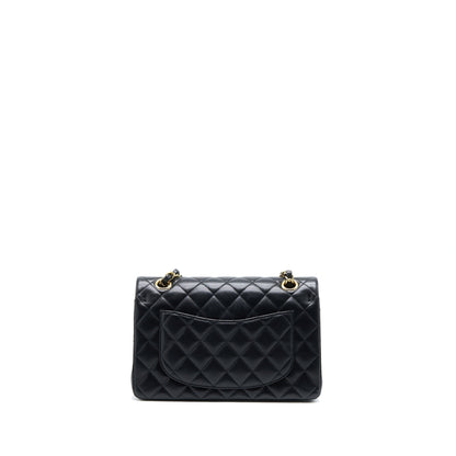 Chanel Small Classic Double Flap Bag Lambskin Black GHW (Microchip)