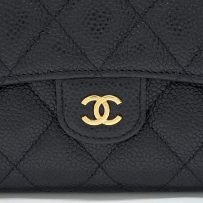 Chanel Classic Long Flap Wallet Caviar Black GHW