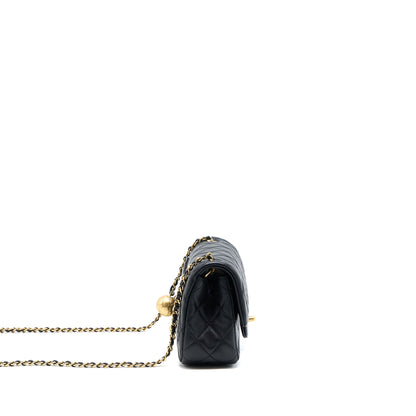 Chanel Pearl Crush Mini Rectangular Flap Bag Lambskin Black GHW (Microchip)