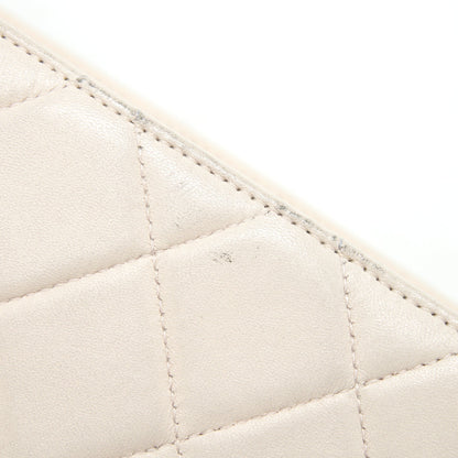 CHANEL CC Logo Flap Bag With Chain Quilted Lambskin Ivory White