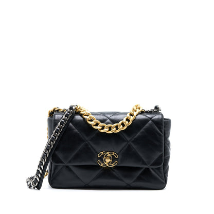 Chanel Medium 19 Bag Goatskin Black Multicolour Hardware