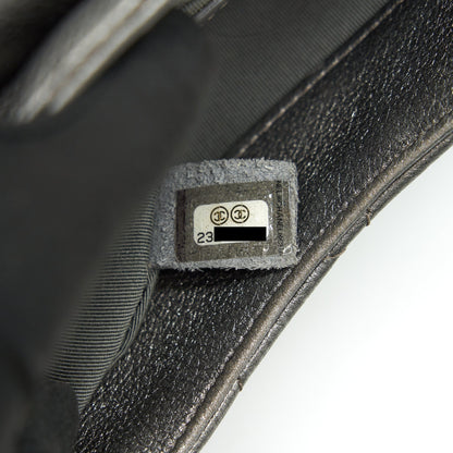 Chanel CC Logo Quilted Calfskin Flap Bag In Metallic Dark Grey