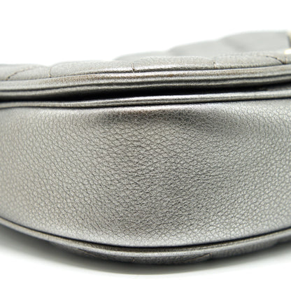 Chanel CC Logo Quilted Calfskin Flap Bag In Metallic Dark Grey