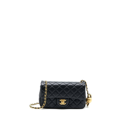 Chanel Pearl Crush Mini Rectangular Lambskin Black Brushed GHW (Microchip)