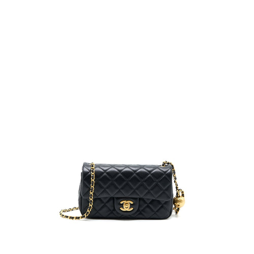 Chanel Pearl Crush Mini Rectangular Lambskin Black Brushed GHW (Microchip)