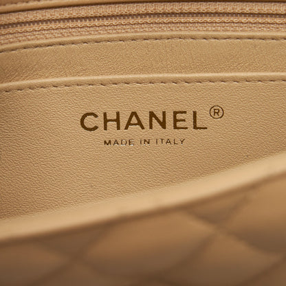Chanel 22C Mini Square Flap Bag Lambskin Beige LGHW (Microchip)