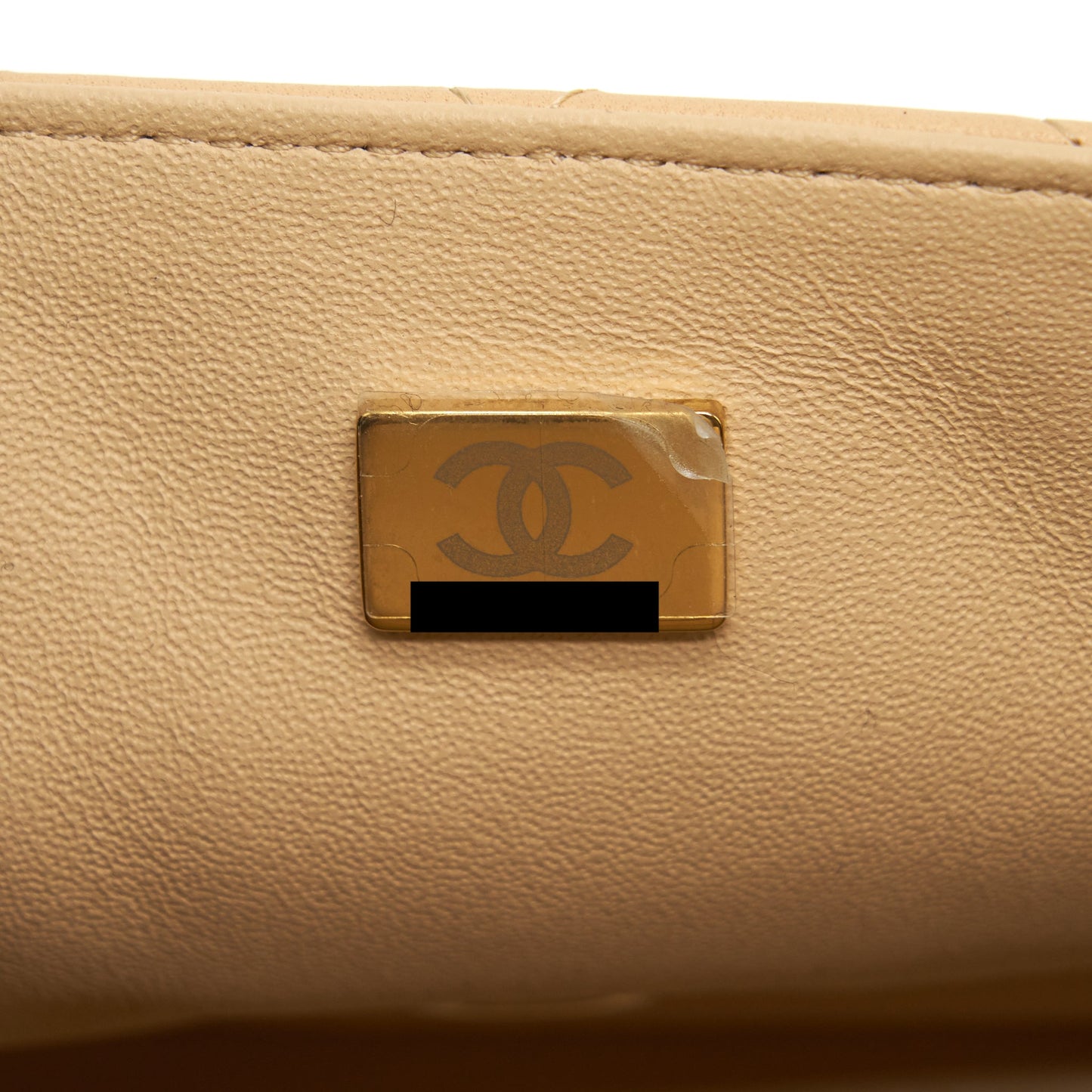 Chanel 22C Mini Square Flap Bag Lambskin Beige LGHW (Microchip)