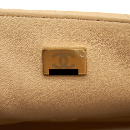 Chanel 22C Mini Square Flap Bag Lambskin Beige LGHW (Microchip)
